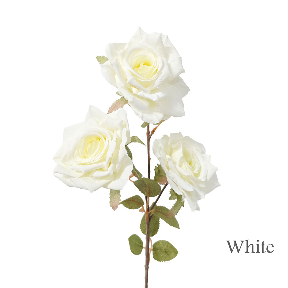 Faux Silk Artificial 3 Heads Diamond Cut Rose Flower #FF207