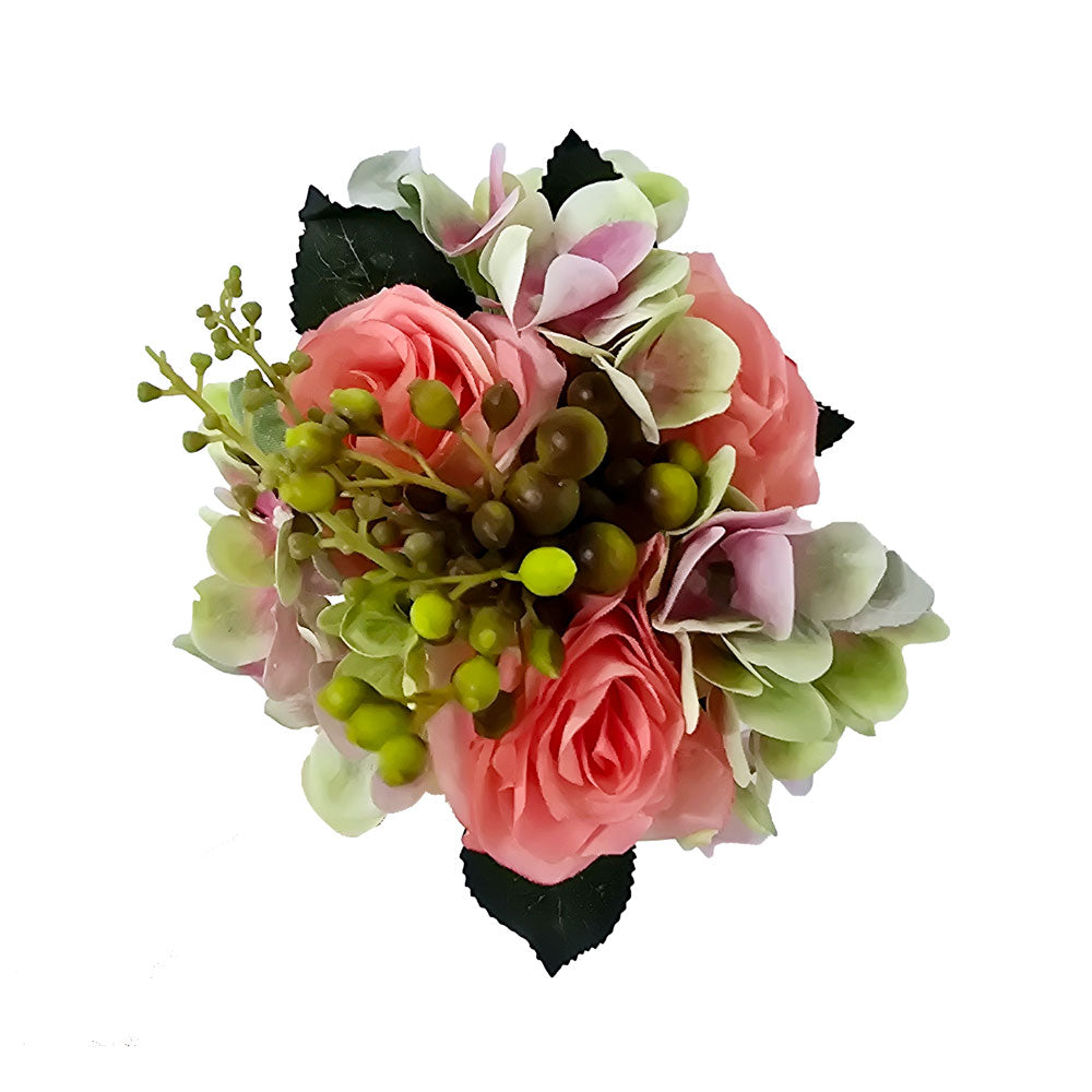 Faux 3 Heads Peachy Pink Rose Flower #FM37