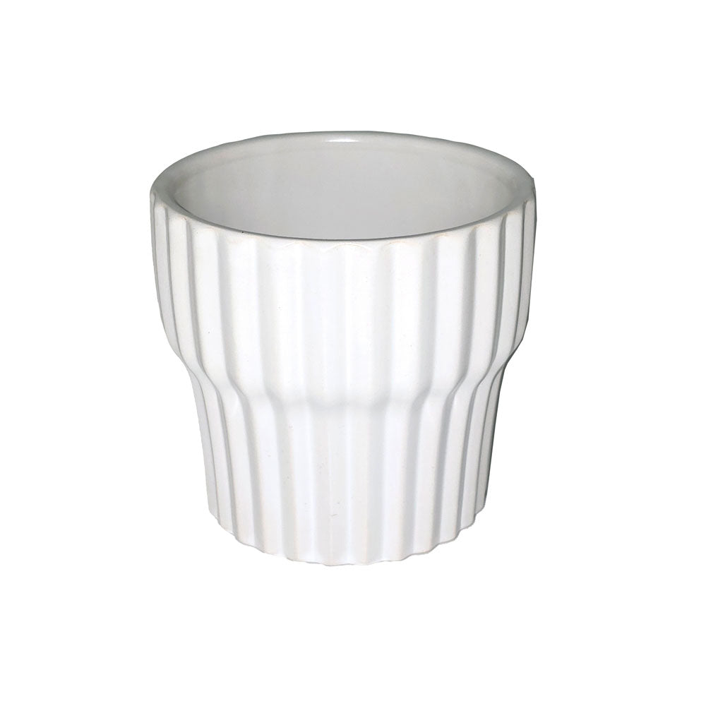 White Ribbed Flower Vase #V132
