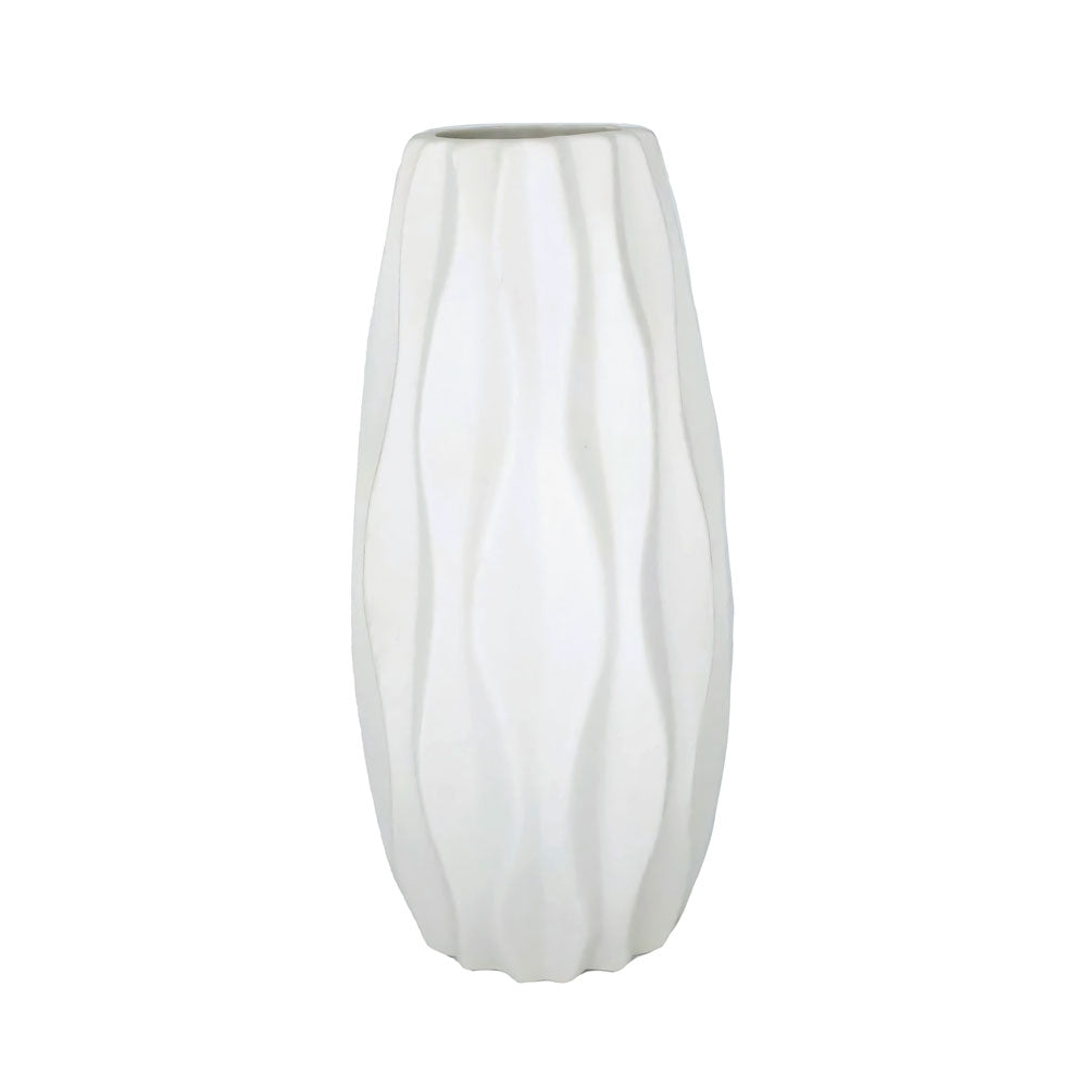 White Geometric Ceramic Flower Vase #V136