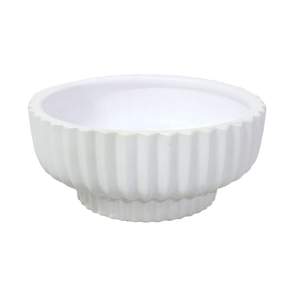 Big White Ribbed Flower Pot #V140