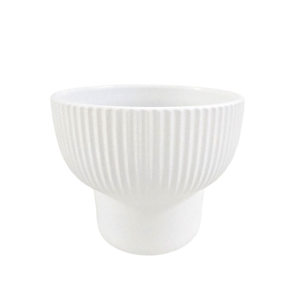 White Ribbed Flower Pot #V147