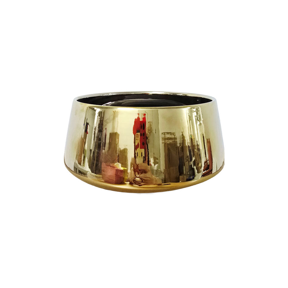 Round Golden Flower Pot #V160
