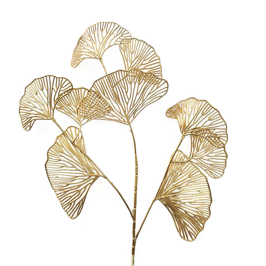 Golden faux gingko fan for corporate event styling