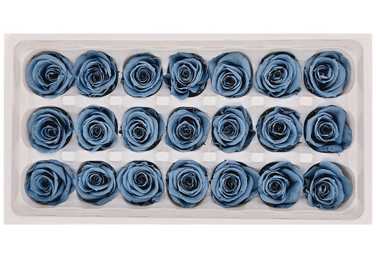 21 Preserved Roses In A Box - Dark Dusty Blue