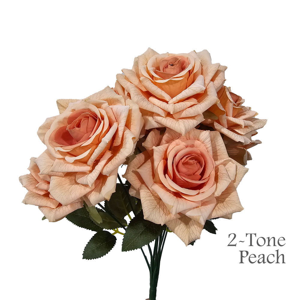 Faux Silk Artificial 9 Heads Diamond Cut Rose Flower #FF114