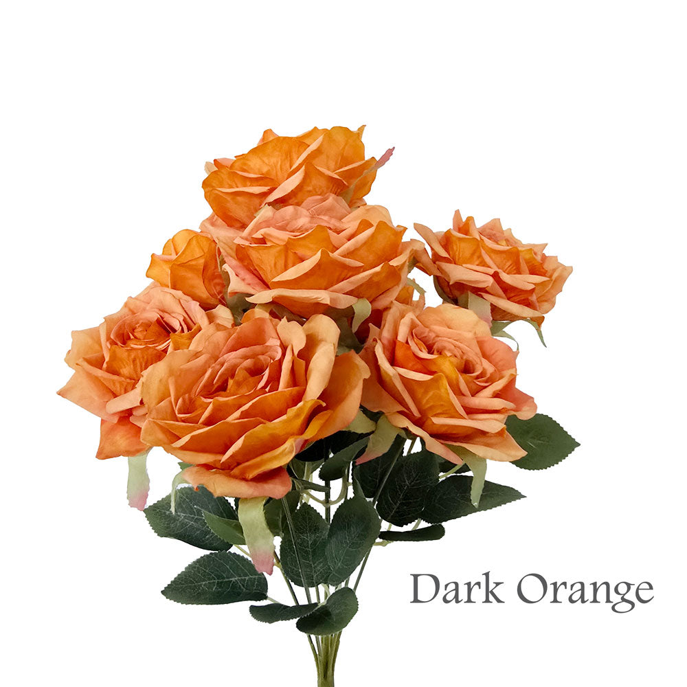 Faux Silk Artificial 9 Heads Diamond Cut Rose Flower #FF114