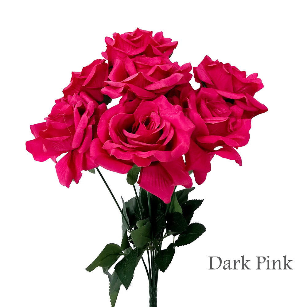 Faux Silk Artificial 9 Heads Diamond Cut Rose Flower #FF114