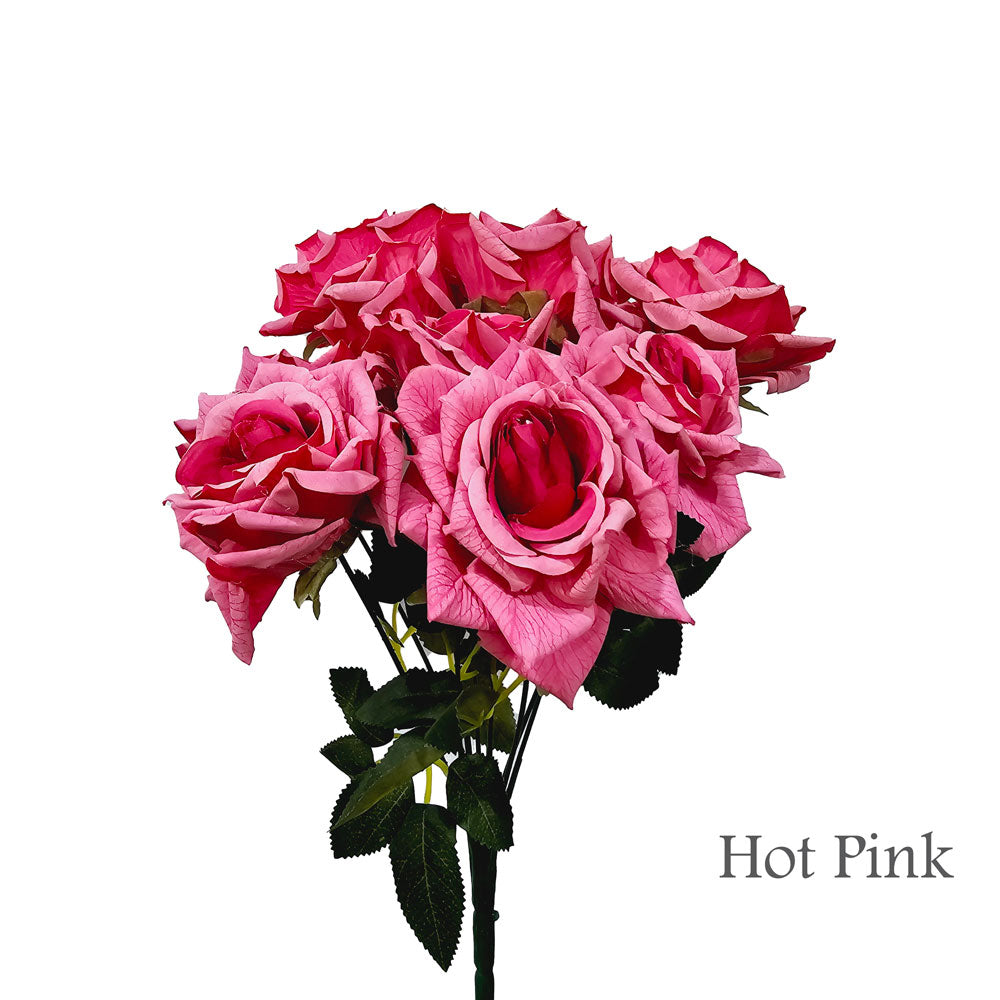 Faux Silk Artificial 9 Heads Diamond Cut Rose Flower #FF114