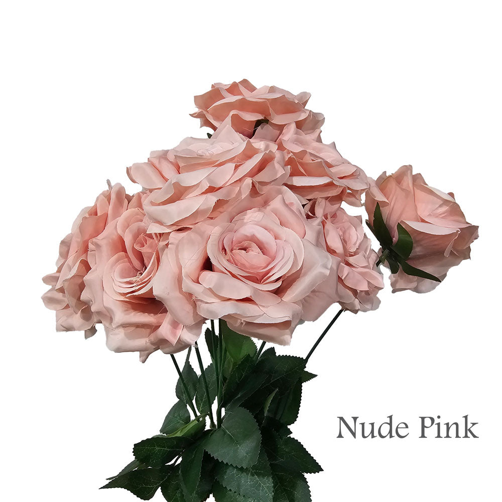 Faux Silk Artificial 9 Heads Diamond Cut Rose Flower #FF114