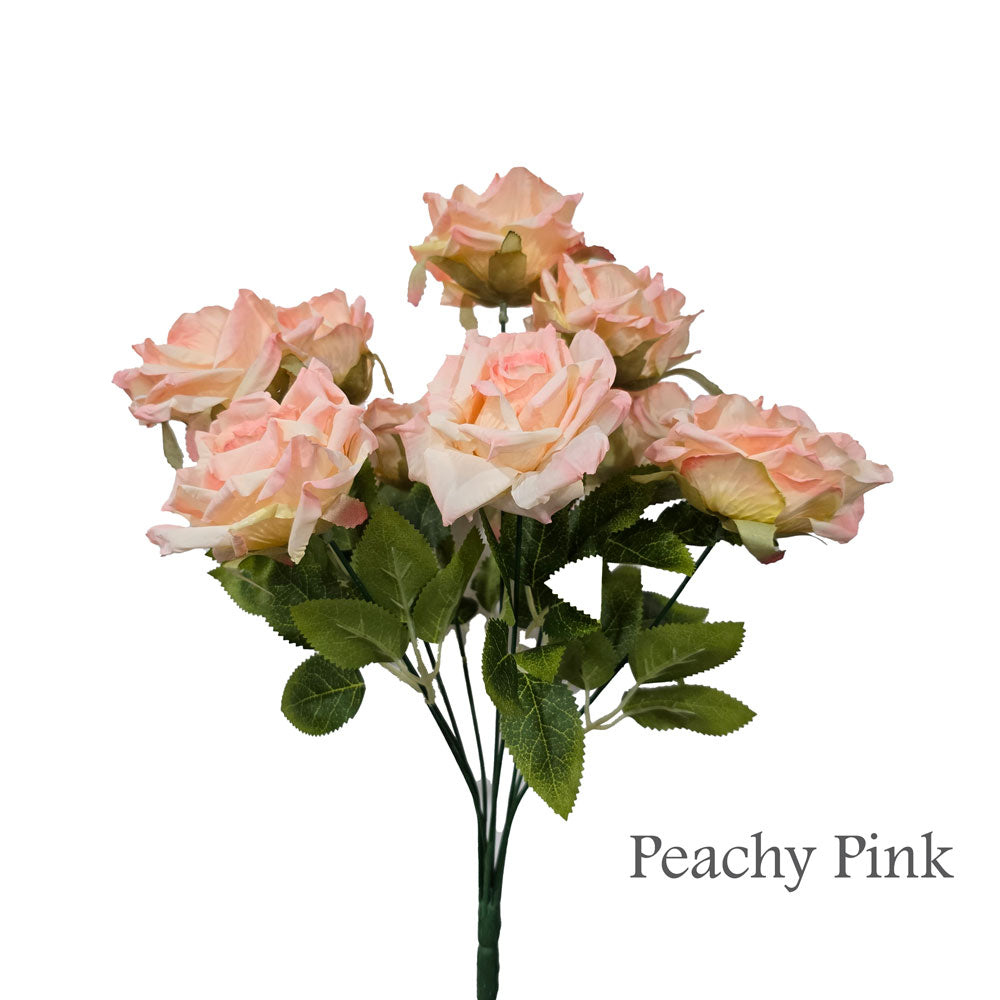 Faux Silk Artificial 9 Heads Diamond Cut Rose Flower #FF114