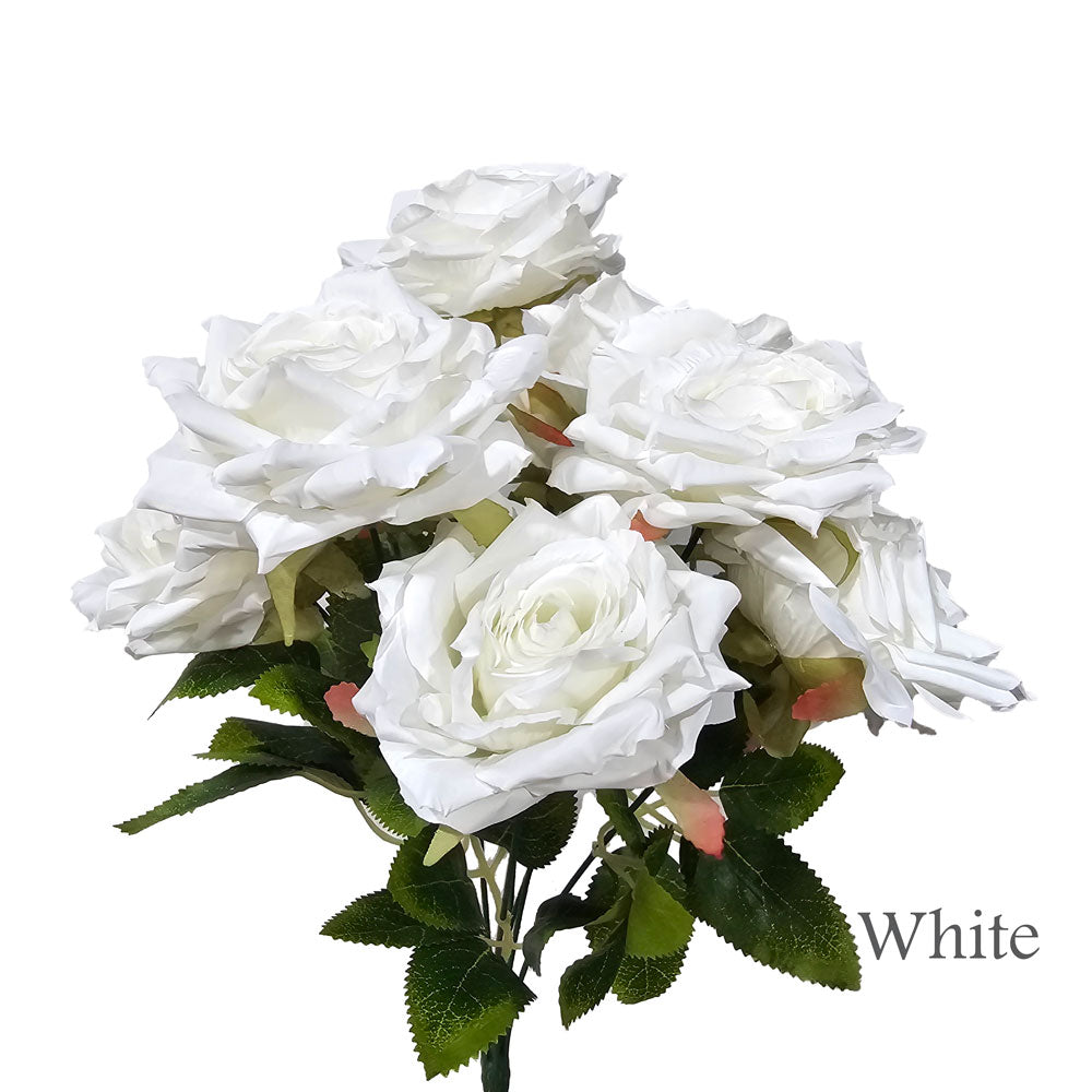 Faux Silk Artificial 9 Heads Diamond Cut Rose Flower #FF114