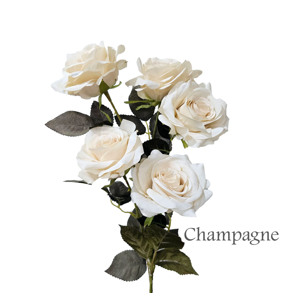 Faux 5 Heads Long Stem Diamond Cut Rose #FF122