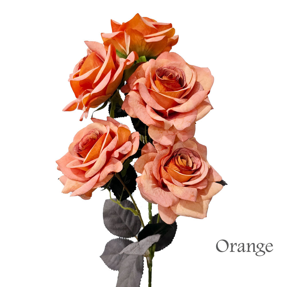 Faux 5 Heads Long Stem Diamond Cut Rose #FF122