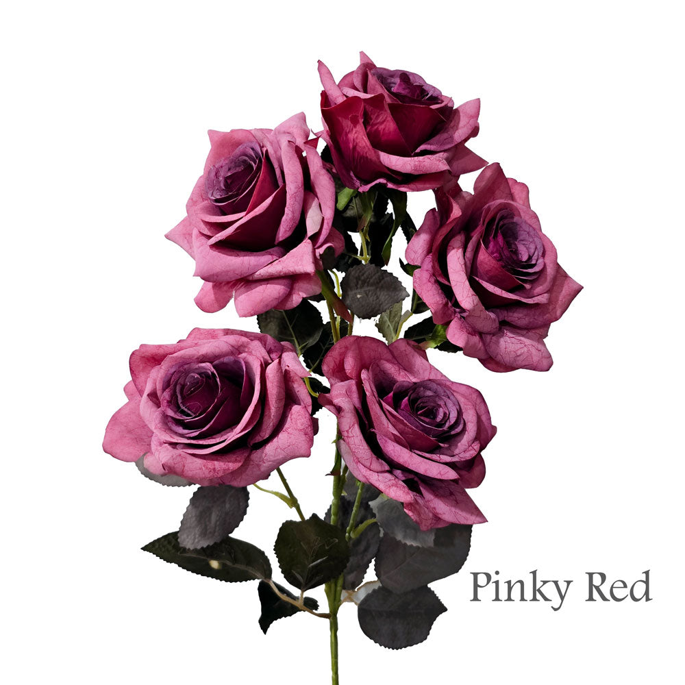 Faux 5 Heads Long Stem Diamond Cut Rose #FF122