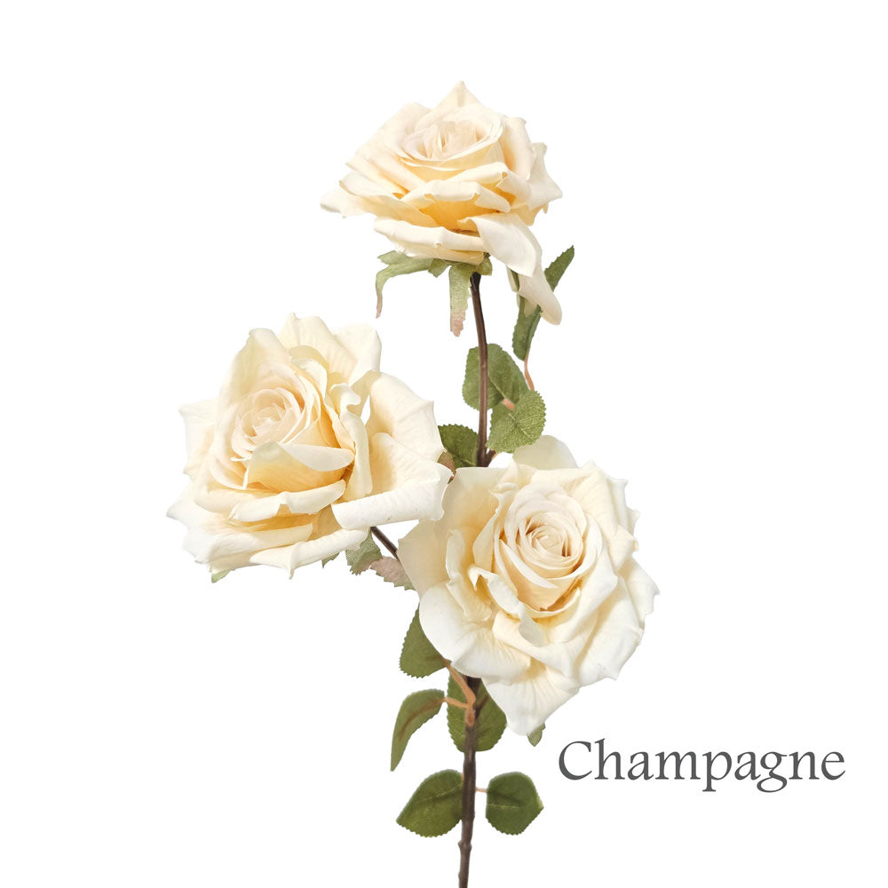 Faux Silk Artificial 3 Heads Diamond Cut Rose Flower #FF207