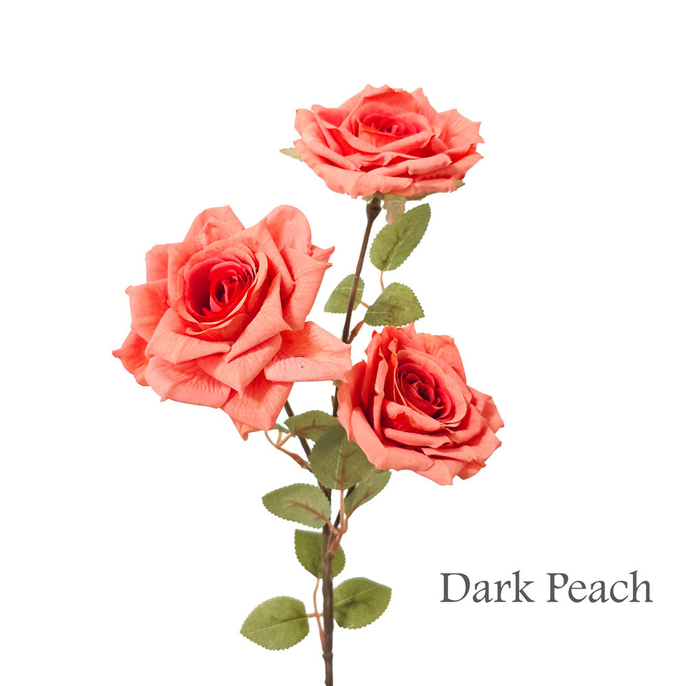 Faux Silk Artificial 3 Heads Diamond Cut Rose Flower #FF207