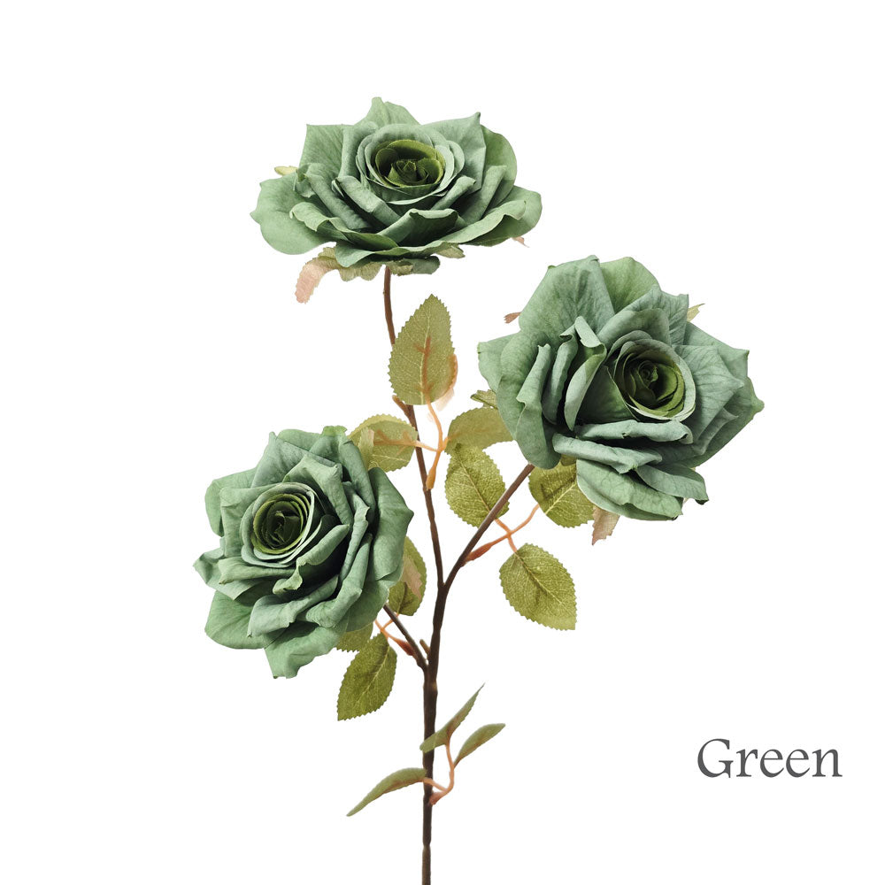 Faux Silk Artificial 3 Heads Diamond Cut Rose Flower #FF207