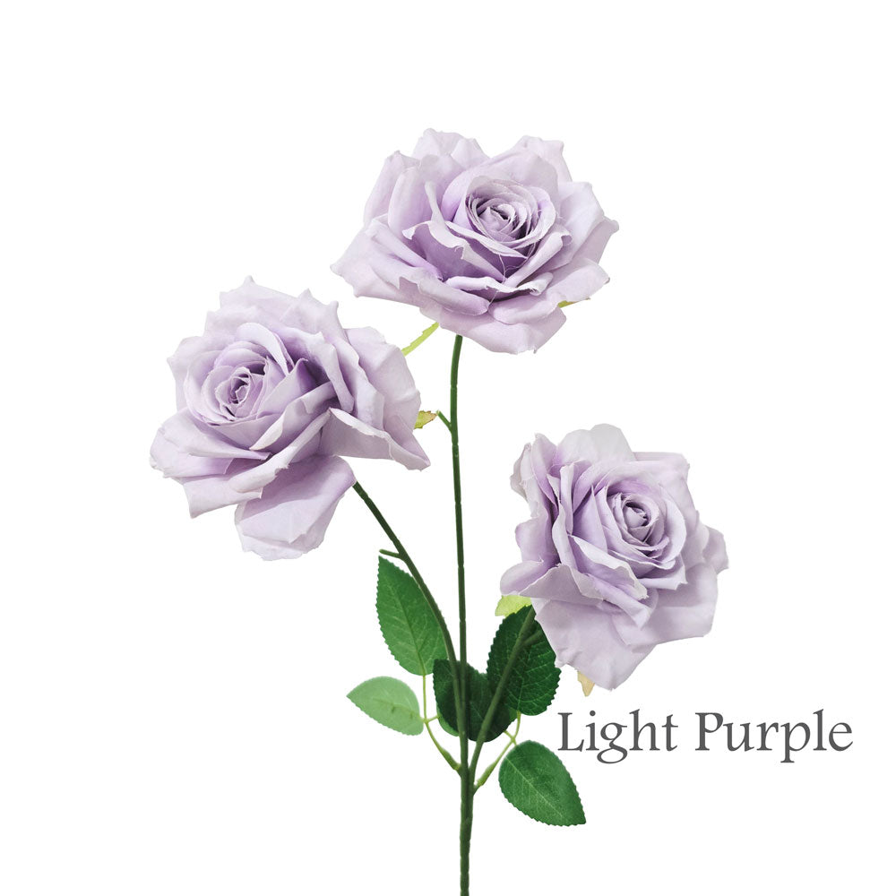 Faux Silk Artificial 3 Heads Diamond Cut Rose Flower #FF207