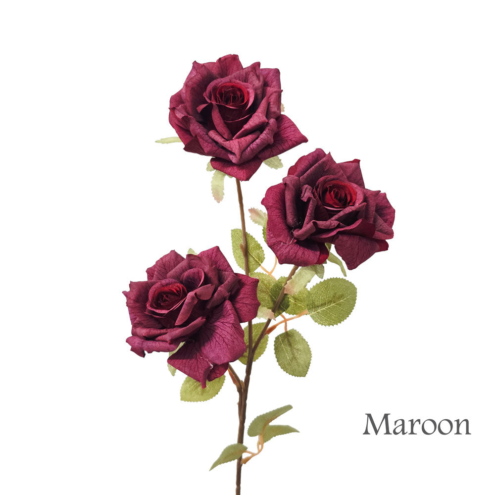 Faux Silk Artificial 3 Heads Diamond Cut Rose Flower #FF207