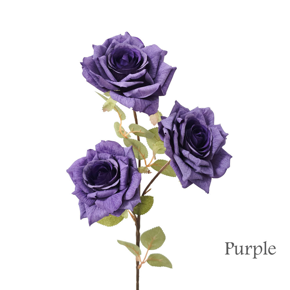 Faux Silk Artificial 3 Heads Diamond Cut Rose Flower #FF207