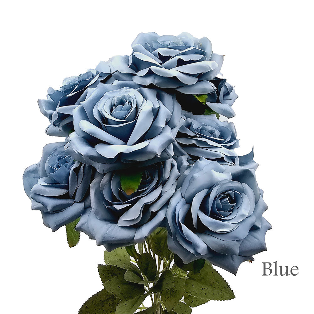 Faux Silk Artificial 9 Heads Diamond Cut Rose Flower #FF114