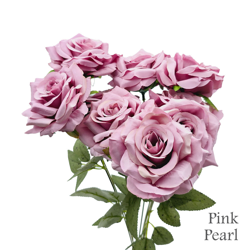 Faux Silk Artificial 9 Heads Diamond Cut Rose Flower #FF114