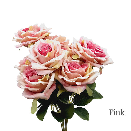 Faux Silk Artificial 9 Heads Diamond Cut Rose Flower #FF114