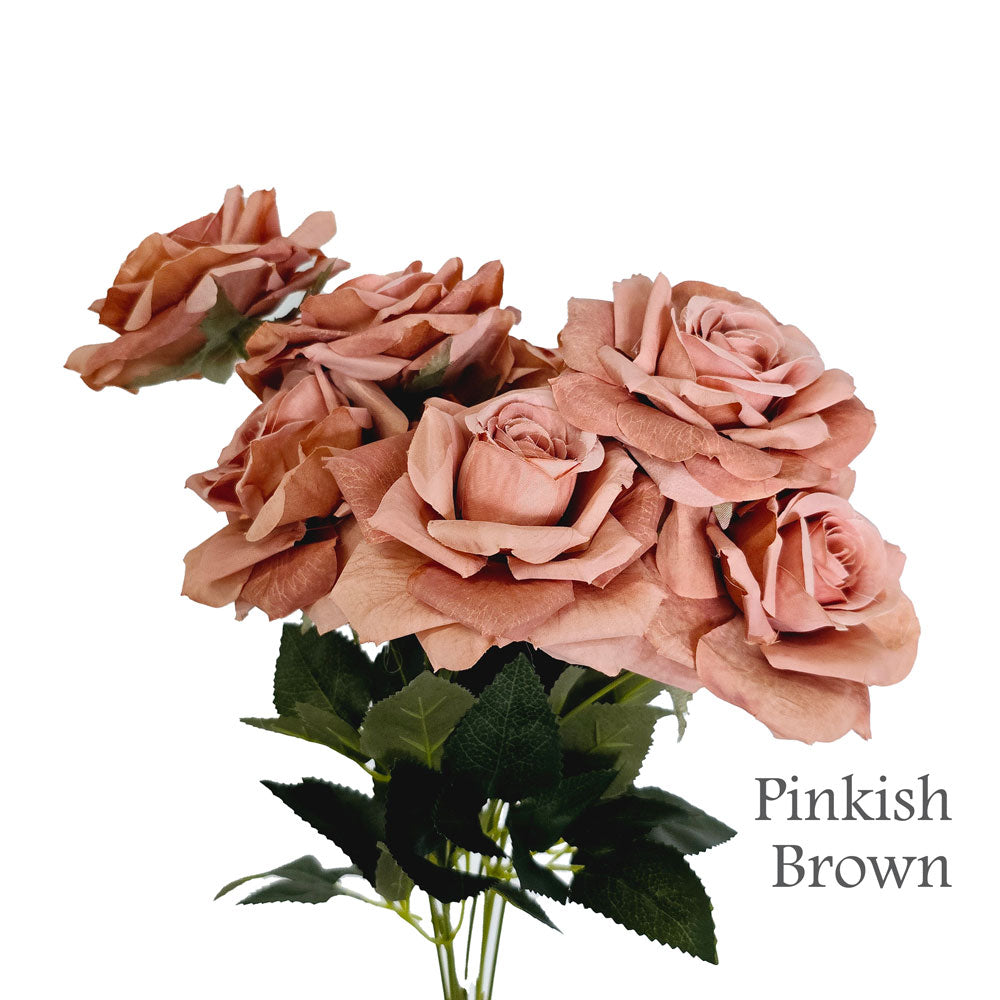 Faux Silk Artificial 7 Heads Diamond Cut Rose Flower #FF3