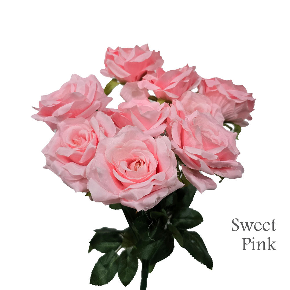 Faux Silk Artificial 9 Heads Diamond Cut Rose Flower #FF114