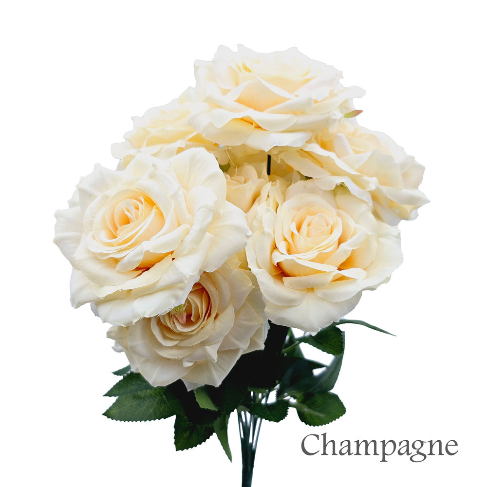 Faux Silk Artificial 9 Heads Diamond Cut Rose Flower #FF114