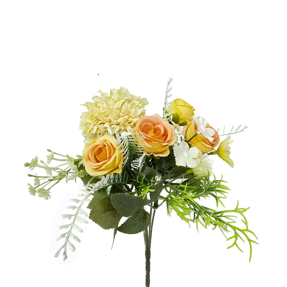 Faux 4 Heads Rose with Pom Pom Flower #FM23