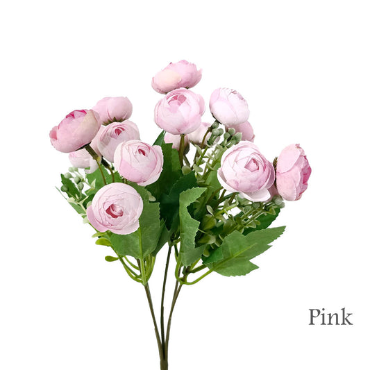 Faux Small 15 Heads Ranunculus Flower #FM3