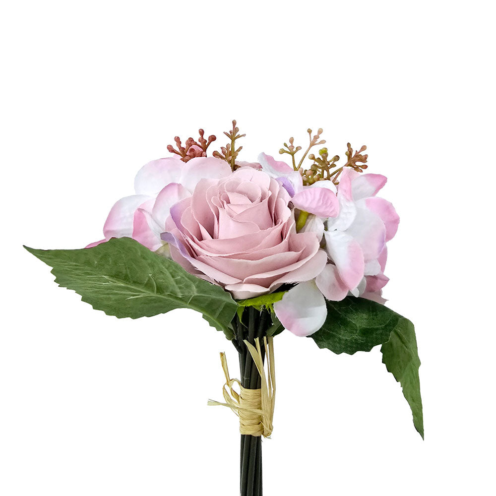 Faux 4 Heads Pink Rose Flower #FM31