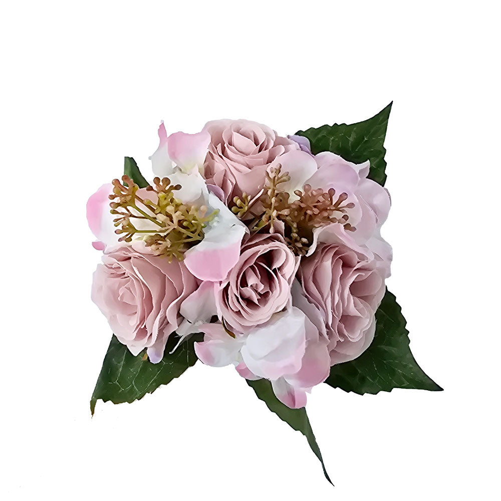 Faux 4 Heads Pink Rose Flower #FM31