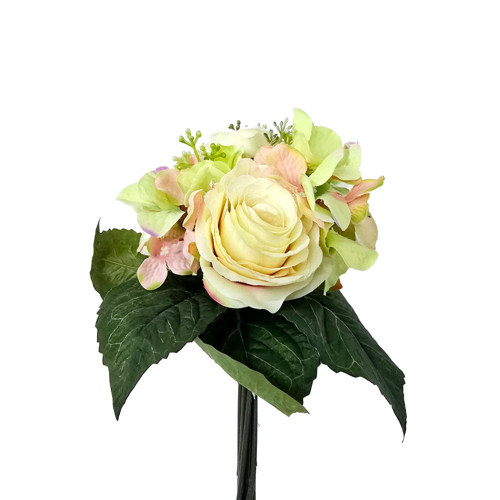 Faux 4 Heads Yellow Rose Flower #FM32