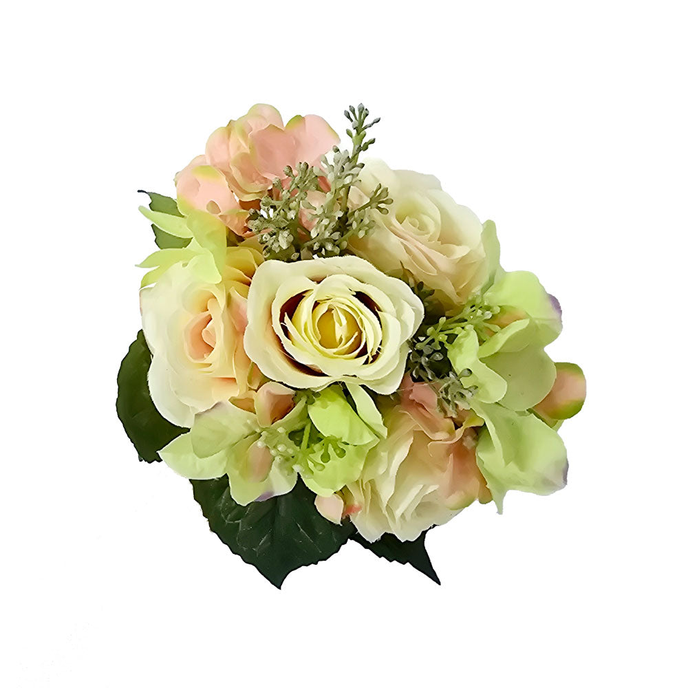 Faux 4 Heads Yellow Rose Flower #FM32