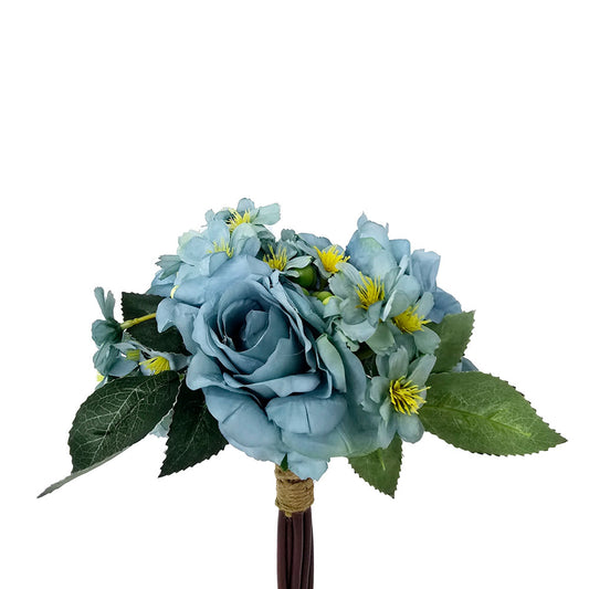 Faux 4 Heads Blue Rose Flower #FM33