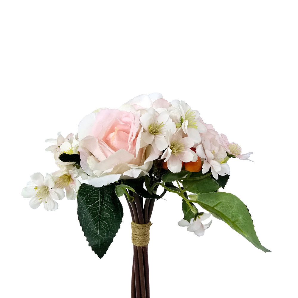 Faux 4 Heads Light Pink Rose Flower #FM34