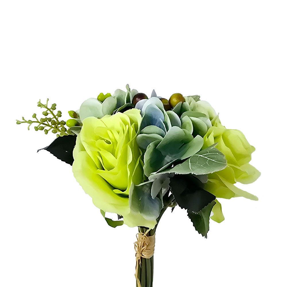 Faux 3 Heads Yellowish Green Rose Flower #FM36