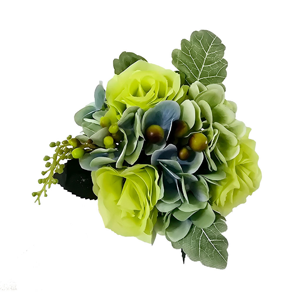 Faux 3 Heads Yellowish Green Rose Flower #FM36