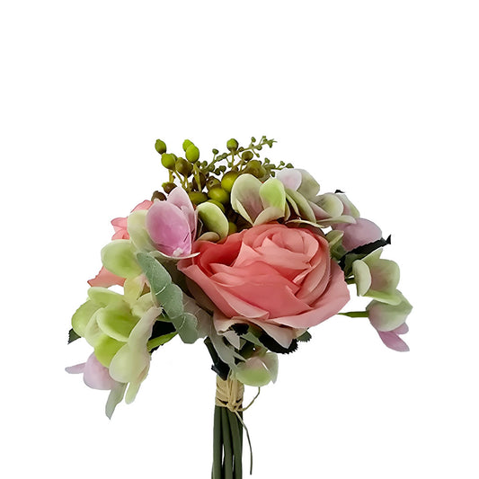 Faux 3 Heads Peachy Pink Rose Flower #FM37