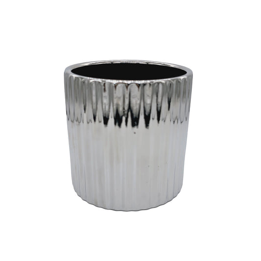 Ribbed Silver Pot #V113