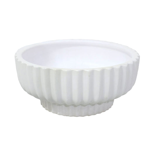 Big White Ribbed Flower Pot #V140