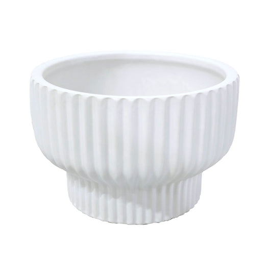 White Ribbed Flower Pot #V141