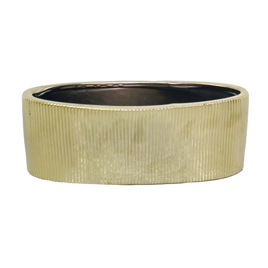 Golden Ribbed Oval Flower Pot #V144