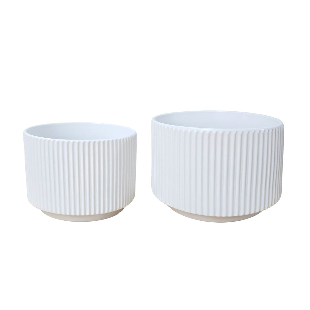 Big Round Ribbed Ceramic Pot #V166