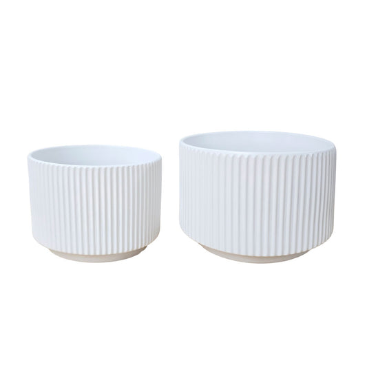 Big Round Ribbed Ceramic Pot #V166